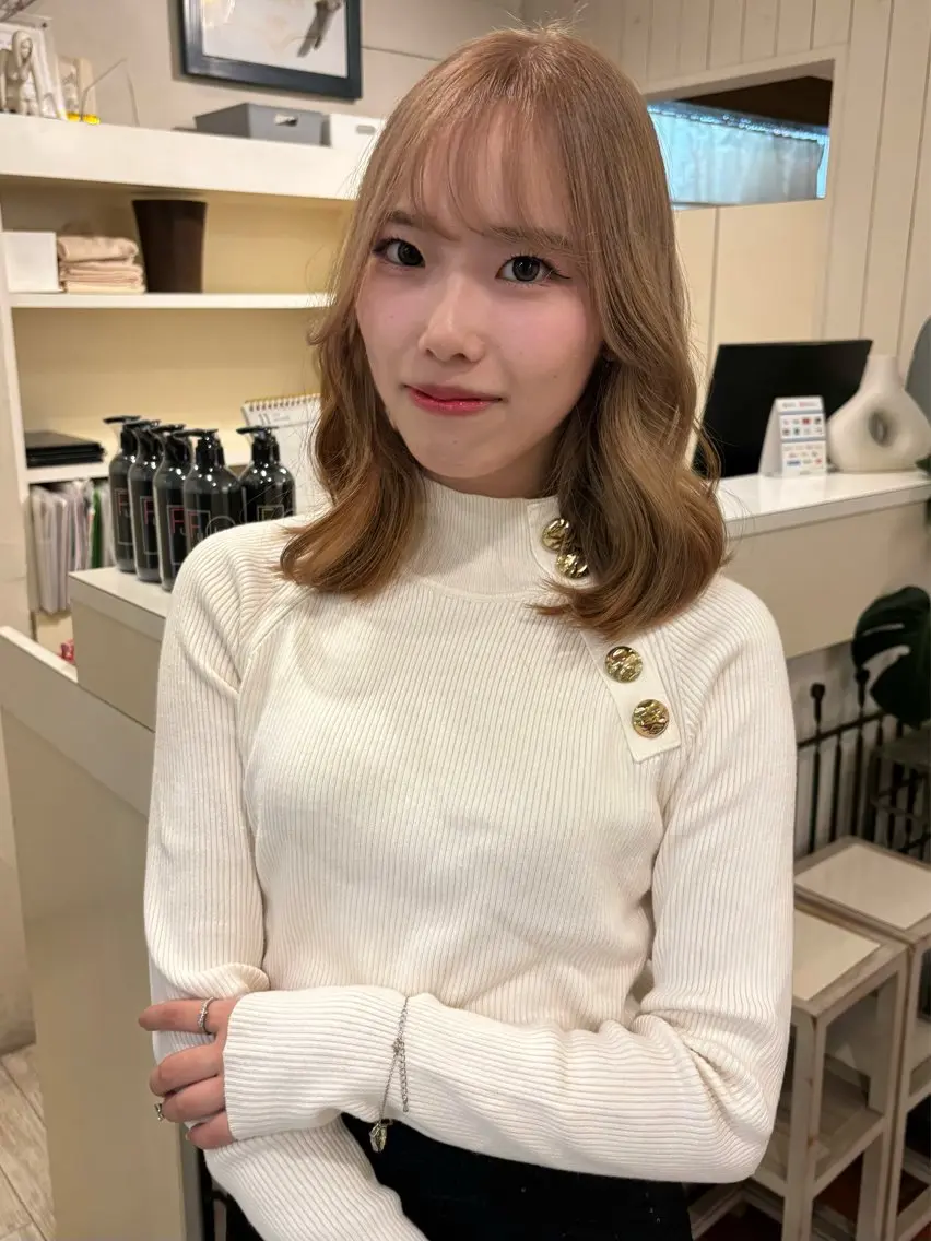 ミディアム カラー ベージュカラー ヘアカラー リトルガーデン/ yuka🧁‎‎のヘアスタイル