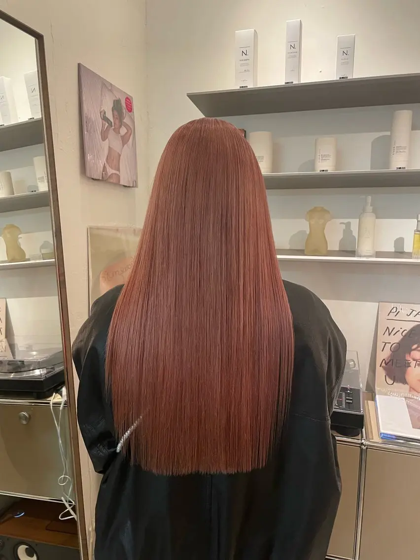 ロング カラー ピンクカラー HITOMI 福岡パーマのヘアスタイル