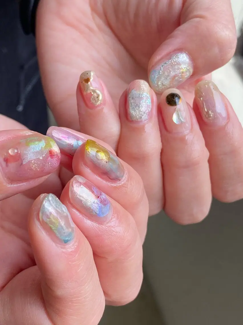 ネイル 成人式 フレンチネイル ジェルネイル ガーリー マグネットネイル ハンドネイル 草加ニュアンスネイル 🌚hersのネイルデザイン