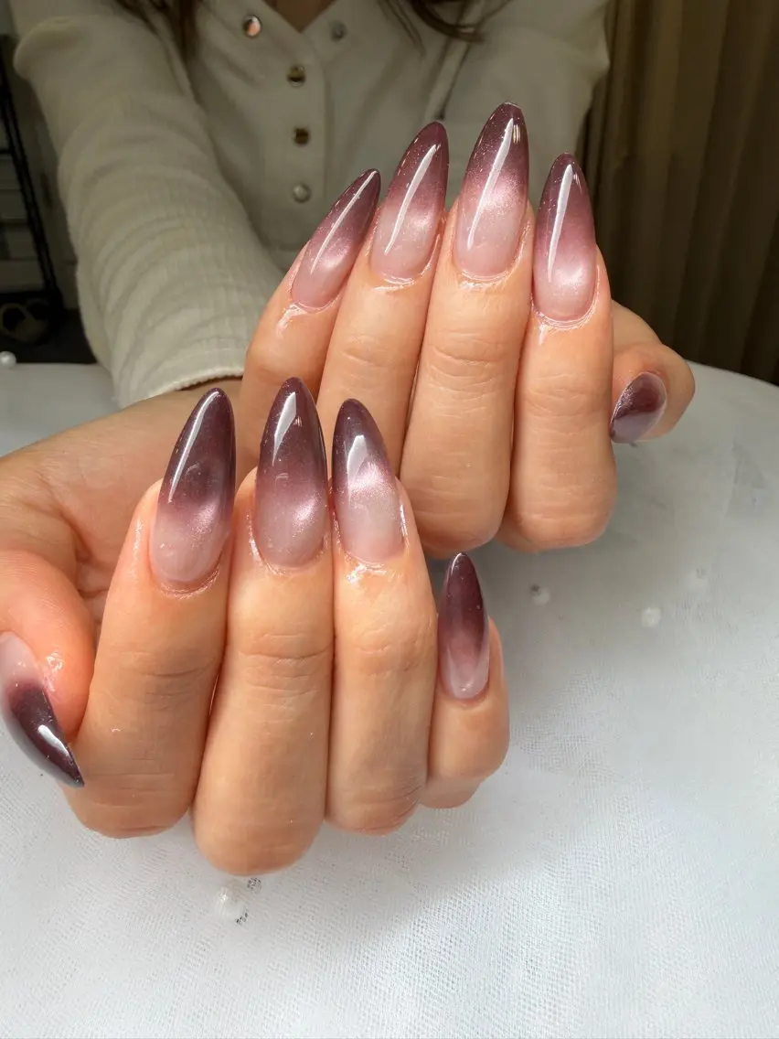 ネイル 長さ出し ジェルネイル グラデーション 韓国ネイル マグネットネイル ハンドネイル Nail Salon Anのネイルデザイン