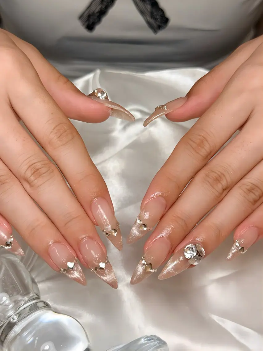 ネイル 韓国ネイル レース マグネットネイル シンプルネイル ワンホンネイル nail salon BONはるのネイルデザイン