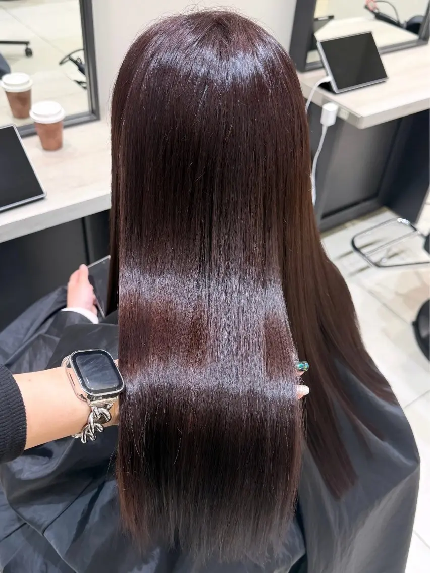 ロング カラー パーマ ブラウンカラー ストレートパーマ カット 縮毛矯正 レイヤー×髪質改善 🌀渋谷 KANAのヘアスタイル