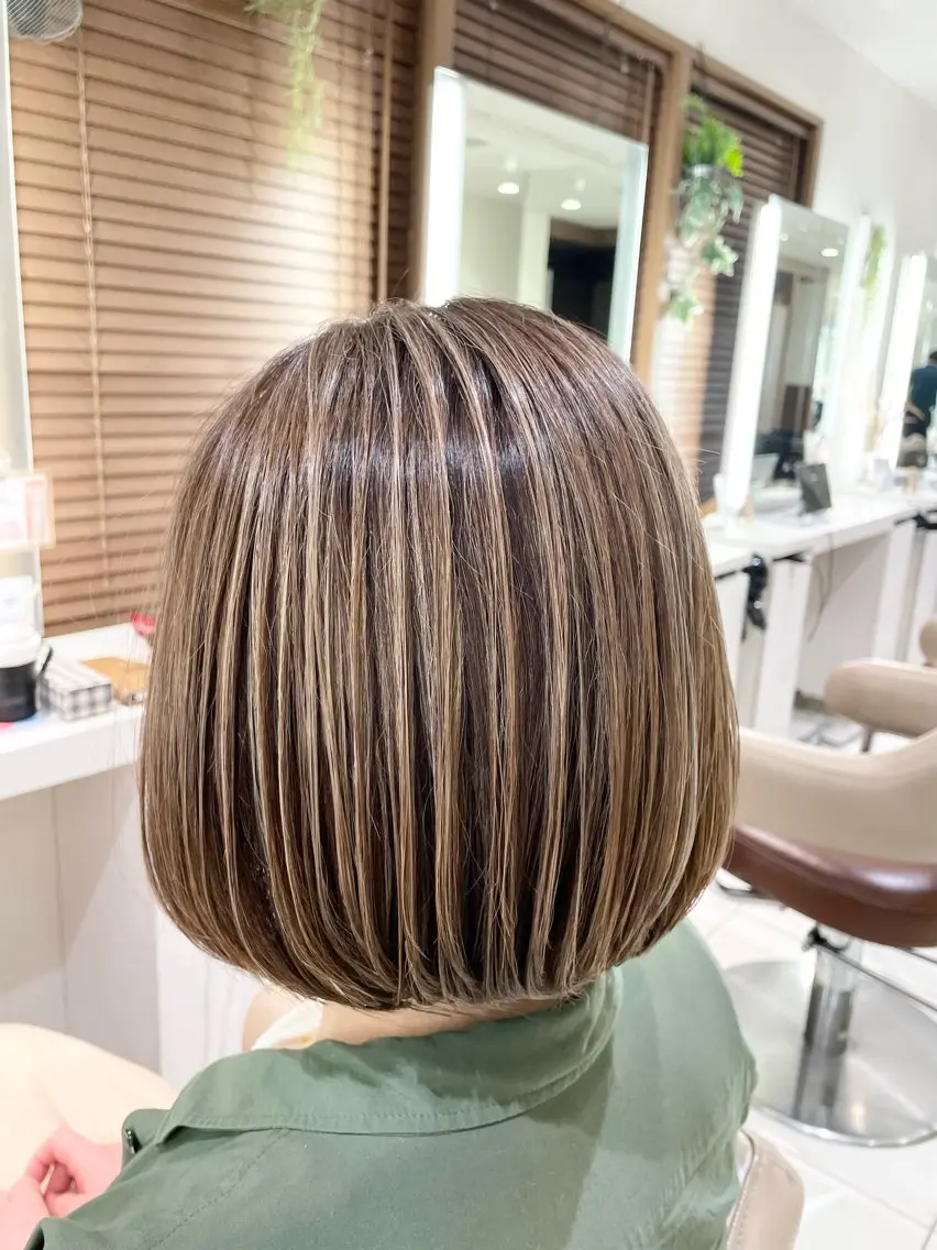 ショート カット ヘアカラー トリートメント 清藤綾/脱白髪染め 白髪ぼかしハイライトのヘアスタイル
