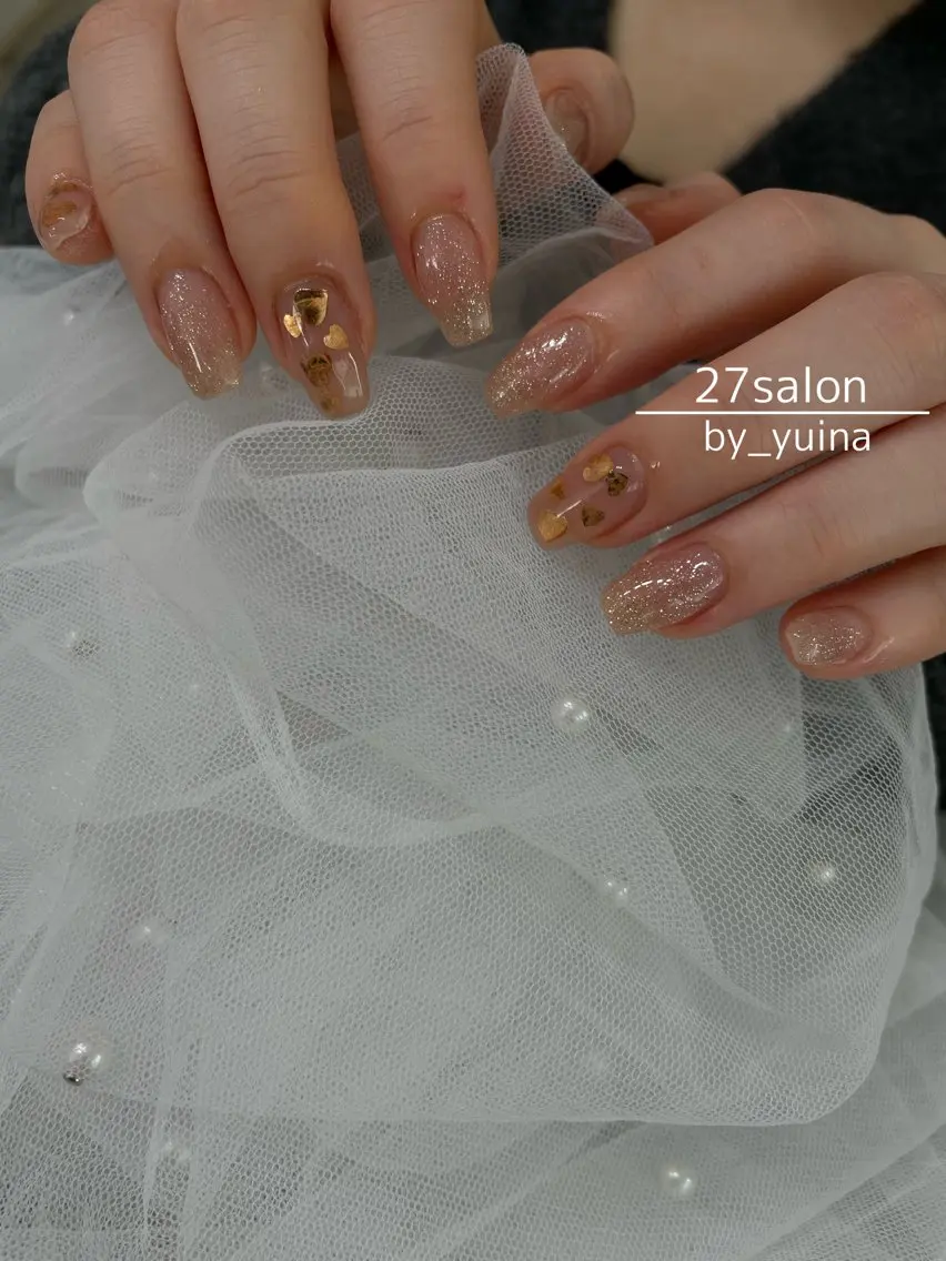 ネイル フラッシュネイル ハート ハンドネイル 27salon yuinaのネイルデザイン