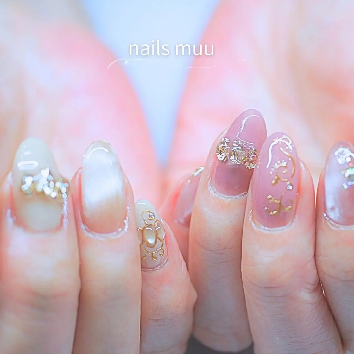 ネイル アートネイル ハロウィン キラキラネイル ぷっくりネイル nails muu まゆのネイルデザイン