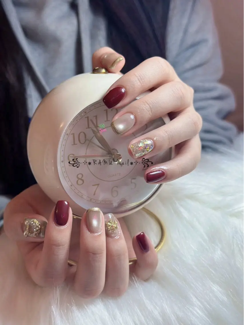ネイル 韓国ネイル シンプルネイル 冬ネイル ハンドネイル RAMU Nail 恵比寿店のネイルデザイン
