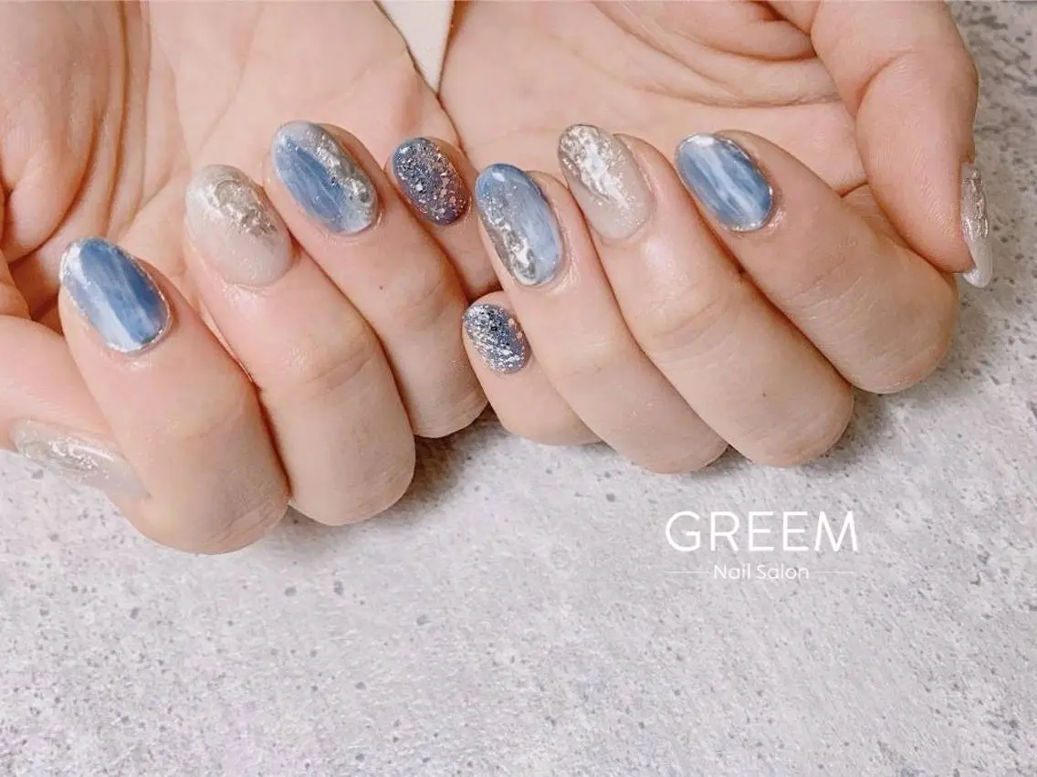 ネイル ジェルネイル キラキラネイル マグネットネイル ニュアンスネイル パラジェル ハンドネイル GREEM グリームのネイルデザイン