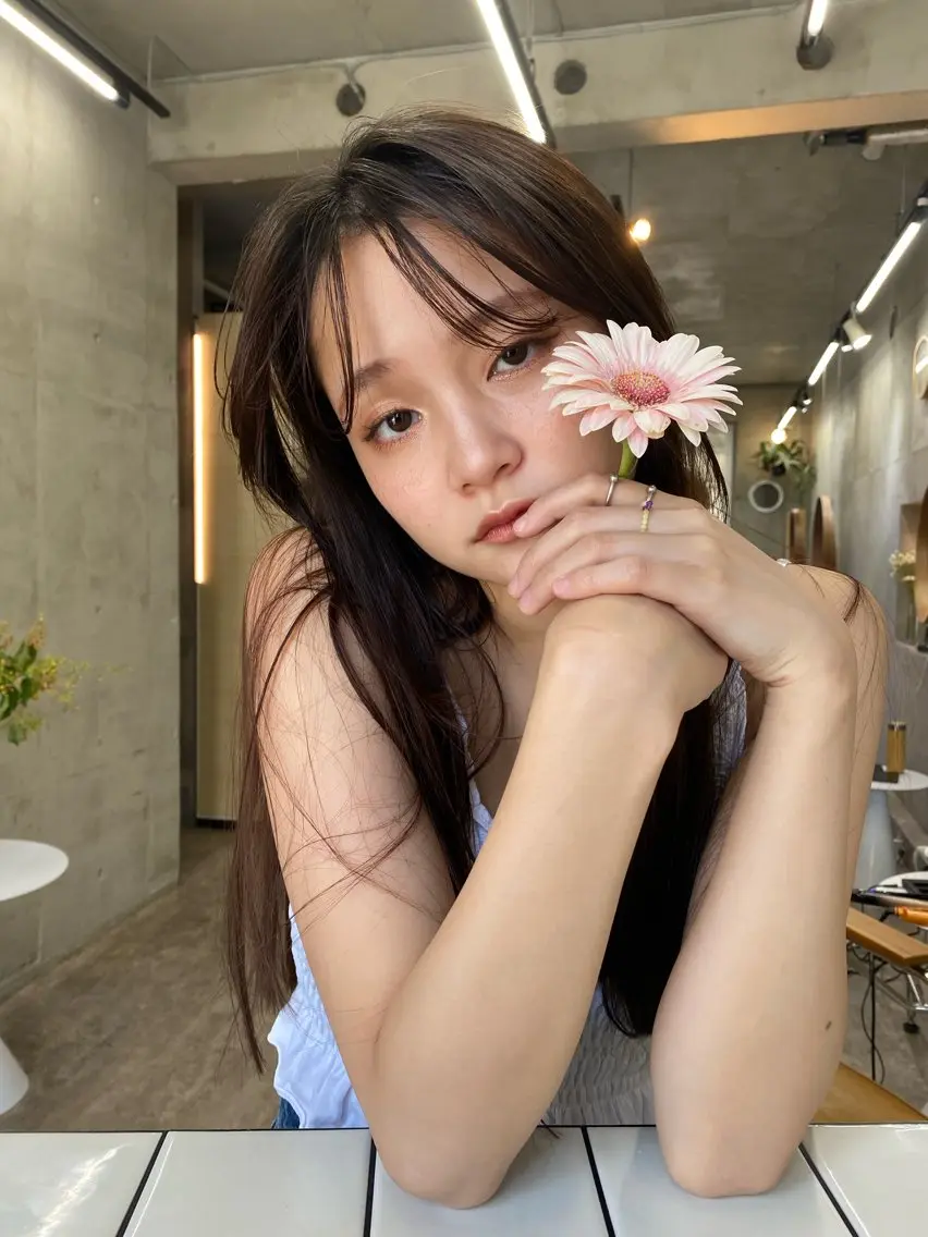 ロング カラー 顔周りカット 韓国風ヘア 似合わせカット カット 🤎𝐌𝐚𝐨⌇ お悩み解決美容師🤎のヘアスタイル