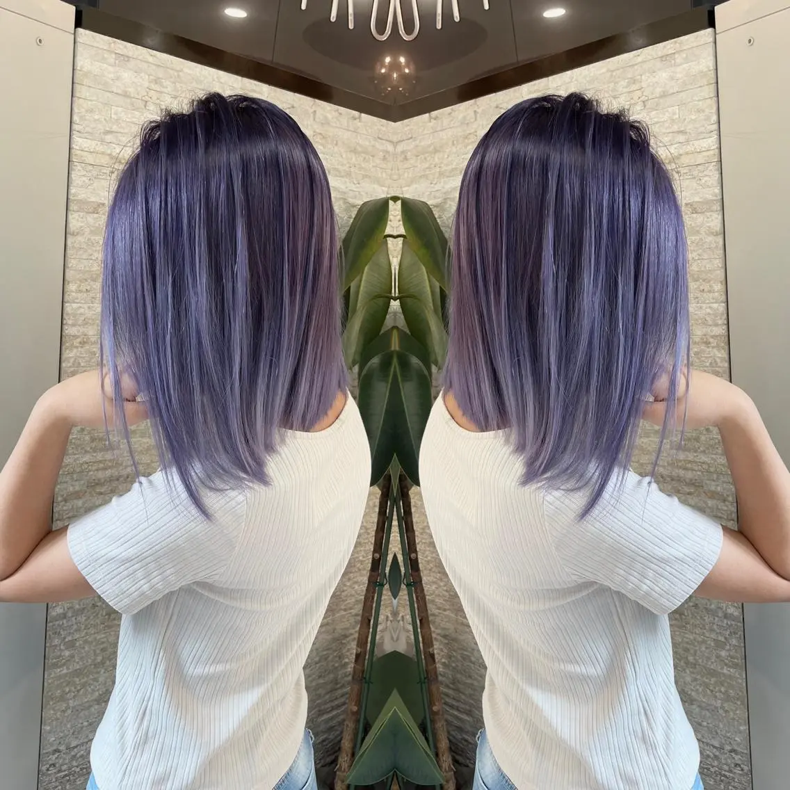 ミディアム カット ヘアカラー トリートメント Y Uのヘアスタイル