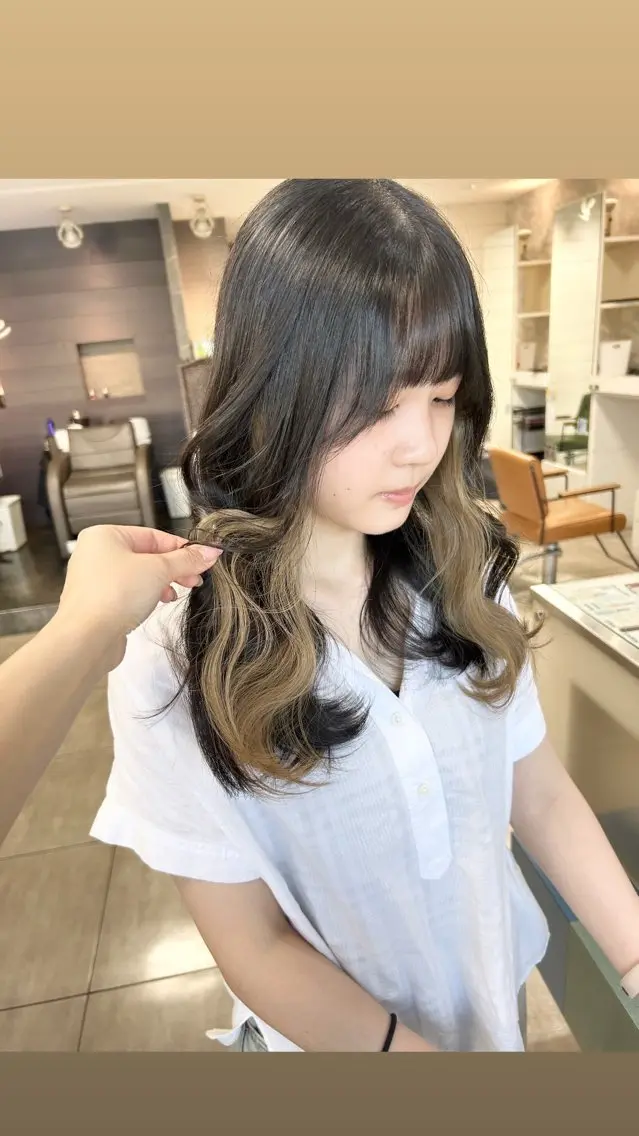 ロング ロング カット ヘアカラー レイヤー/艶髪カラー 森本くるみのヘアスタイル