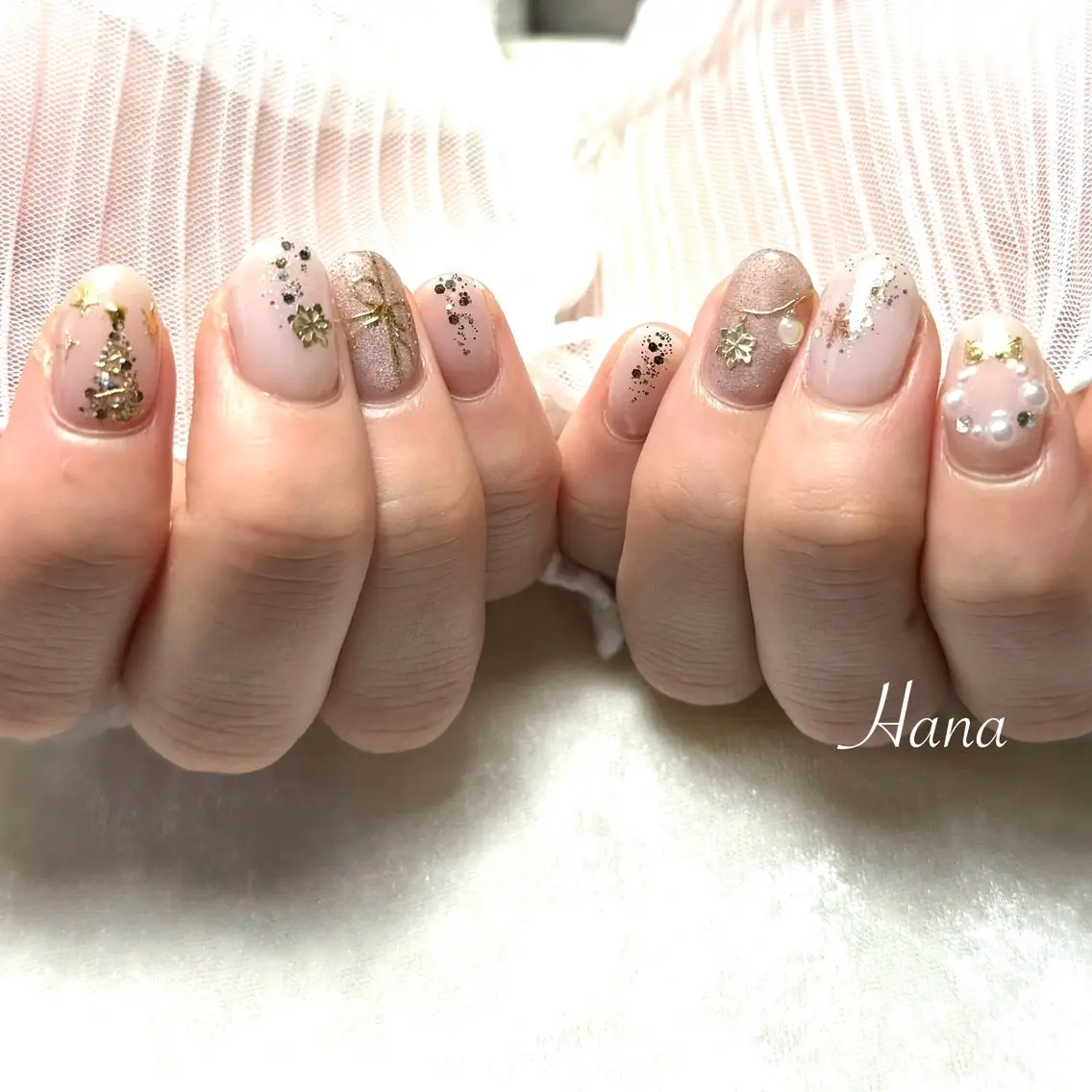 ネイル 冬ネイル クリスマス ハンドネイル Hana_ Rieのネイルデザイン
