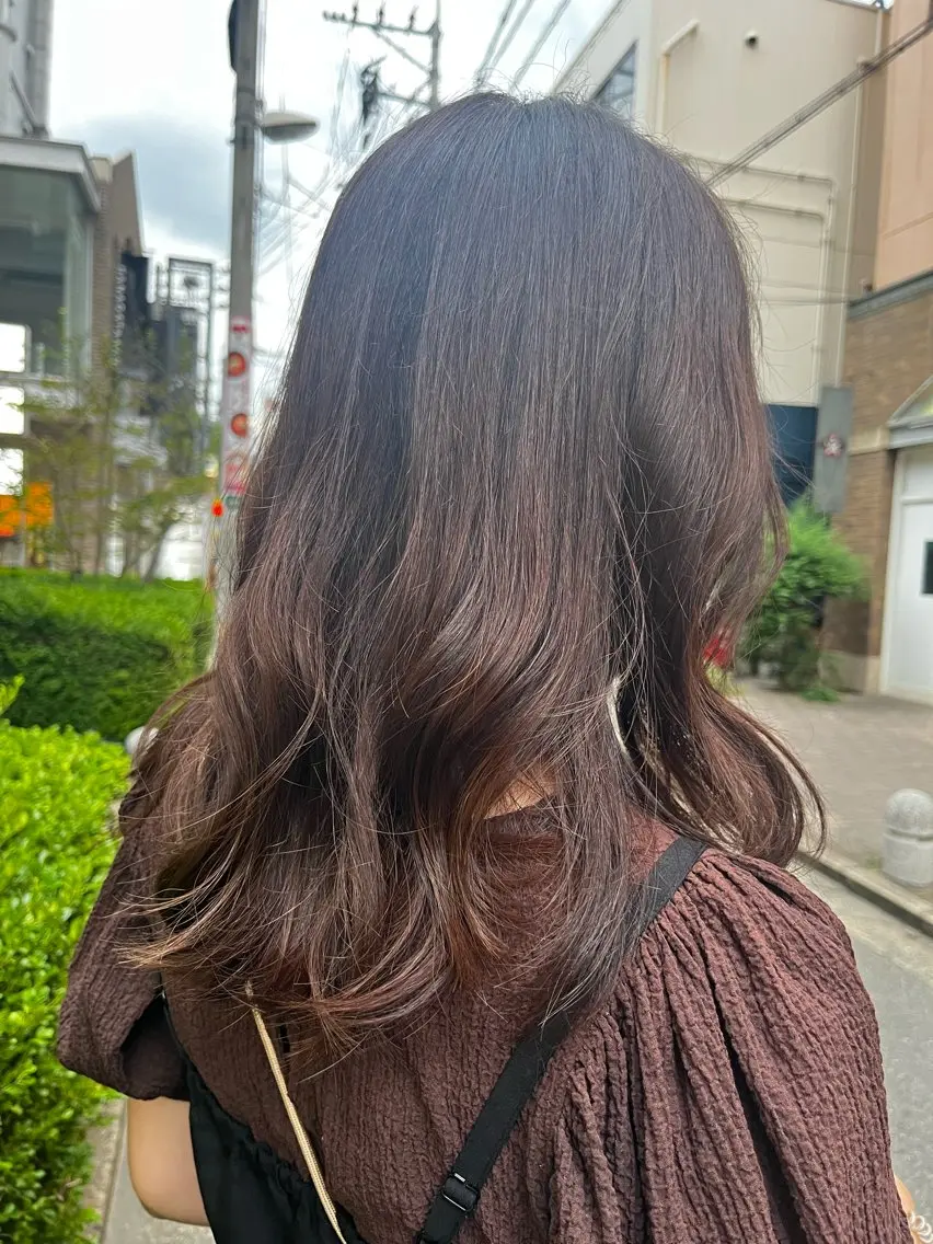 セミロング カラー ブラウンカラー ダークブラウン SHIINA 香椎宮前店のヘアスタイル