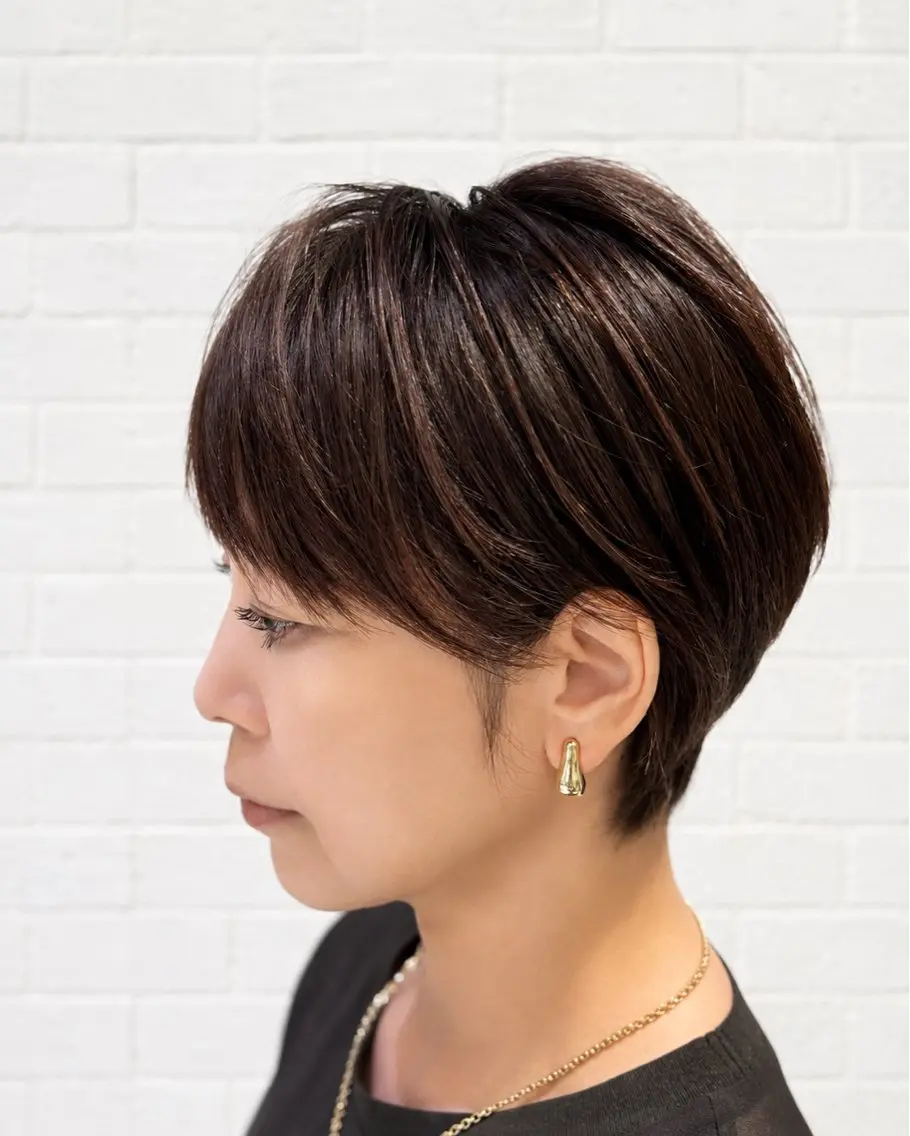 ショート カラー ヘアアレンジ くびれヘア ショートヘア カット ヘアカラー トリートメント ヘアセット 【白髪ぼかしの匠】 【ショートの極】平野のヘアスタイル
