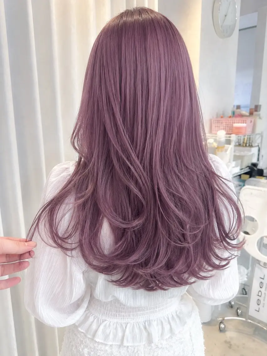 セミロング カラー 透明感カラー ラベンダーカラー ピンクカラー ピンクラベンダー レイヤーカット カット ヘアカラー 【デザインカラー】 南堀江　宇都宮のヘアスタイル