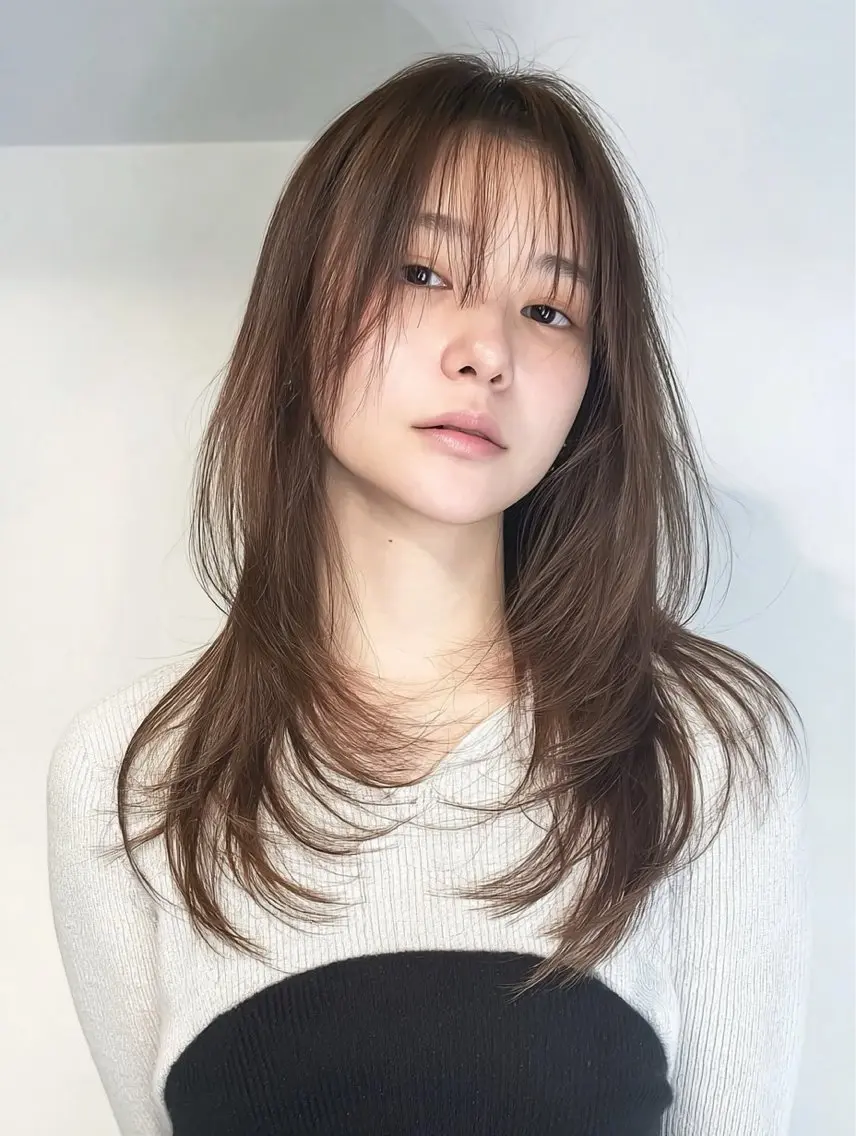 セミロング くびれヘア レイヤーカット シースルーバング パーソナルカラー診断 川野 龍一のヘアスタイル