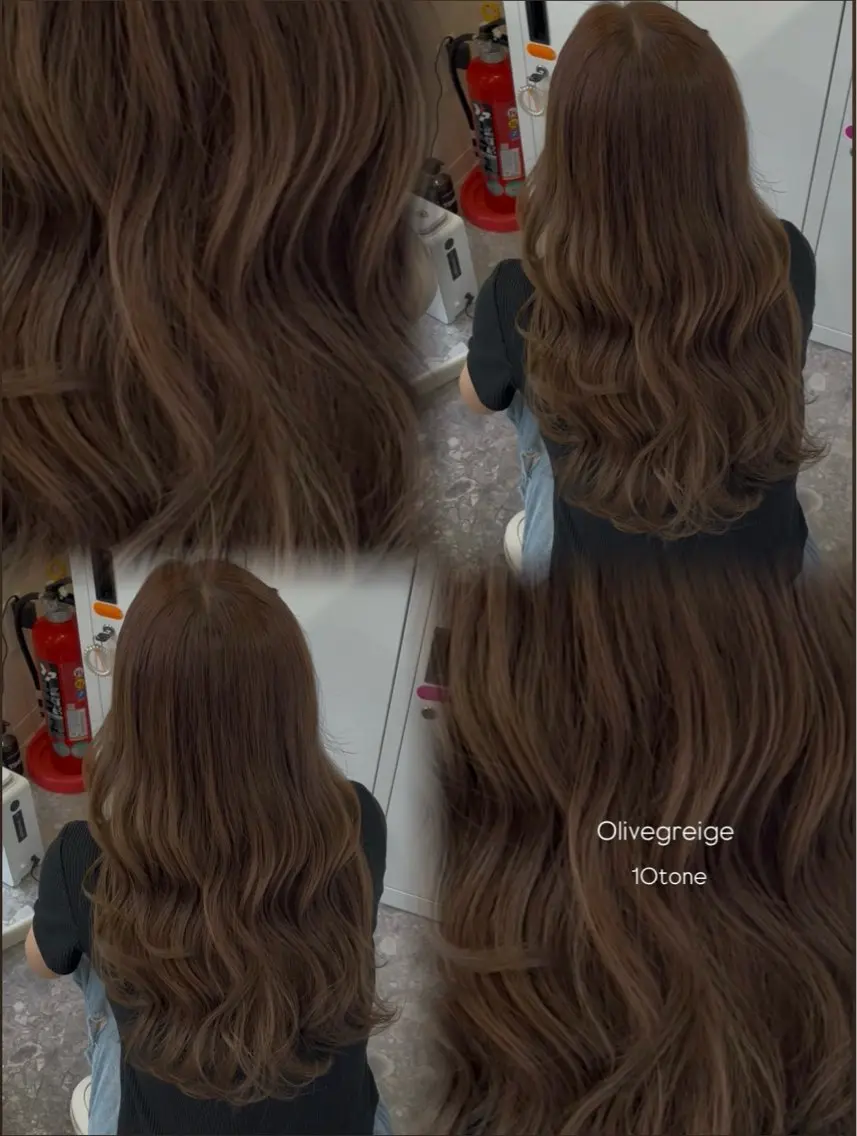 ロング カラー グレージュ オリーブグレージュ オリーブグレー ヘアカラー オリーブカラー/ 縮毛矯正 マナミ🎀のヘアスタイル