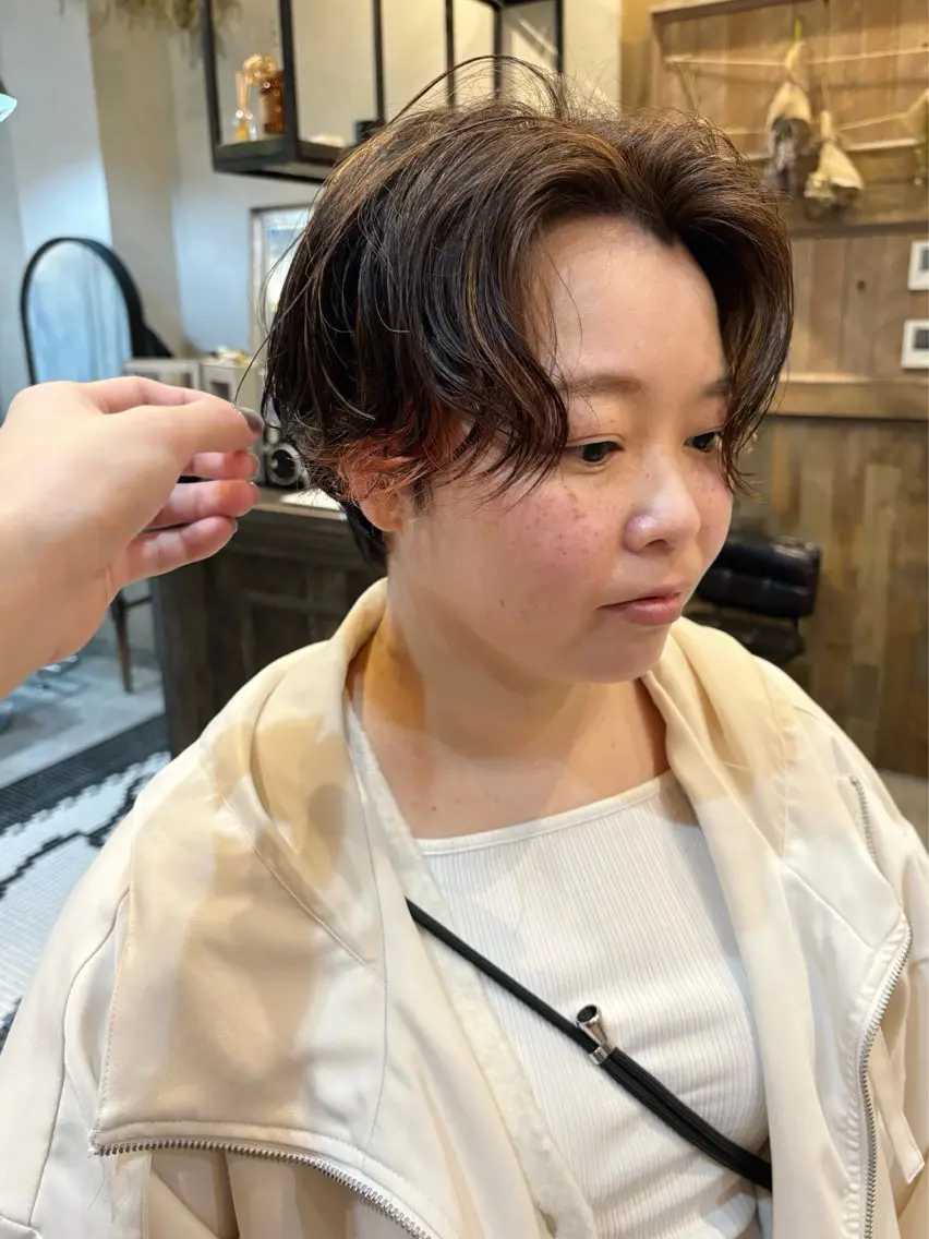 ショート ハイライト 似合わせカット/ パーマ/藤田和樹のヘアスタイル