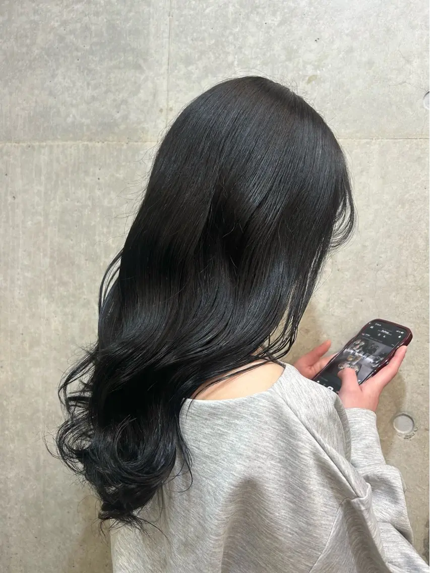 ロング カラー ヘアアレンジ 黒髪 透明感カラー ヘアカラー SUZUKI KOMIのヘアスタイル