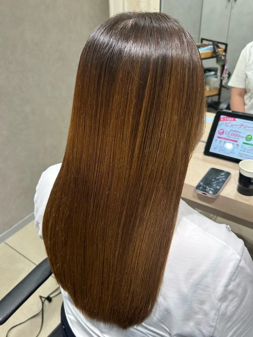 ロング パーマ カット 縮毛矯正 【🎀推しカラー × 艶髪】小池 雪奈のヘアスタイル