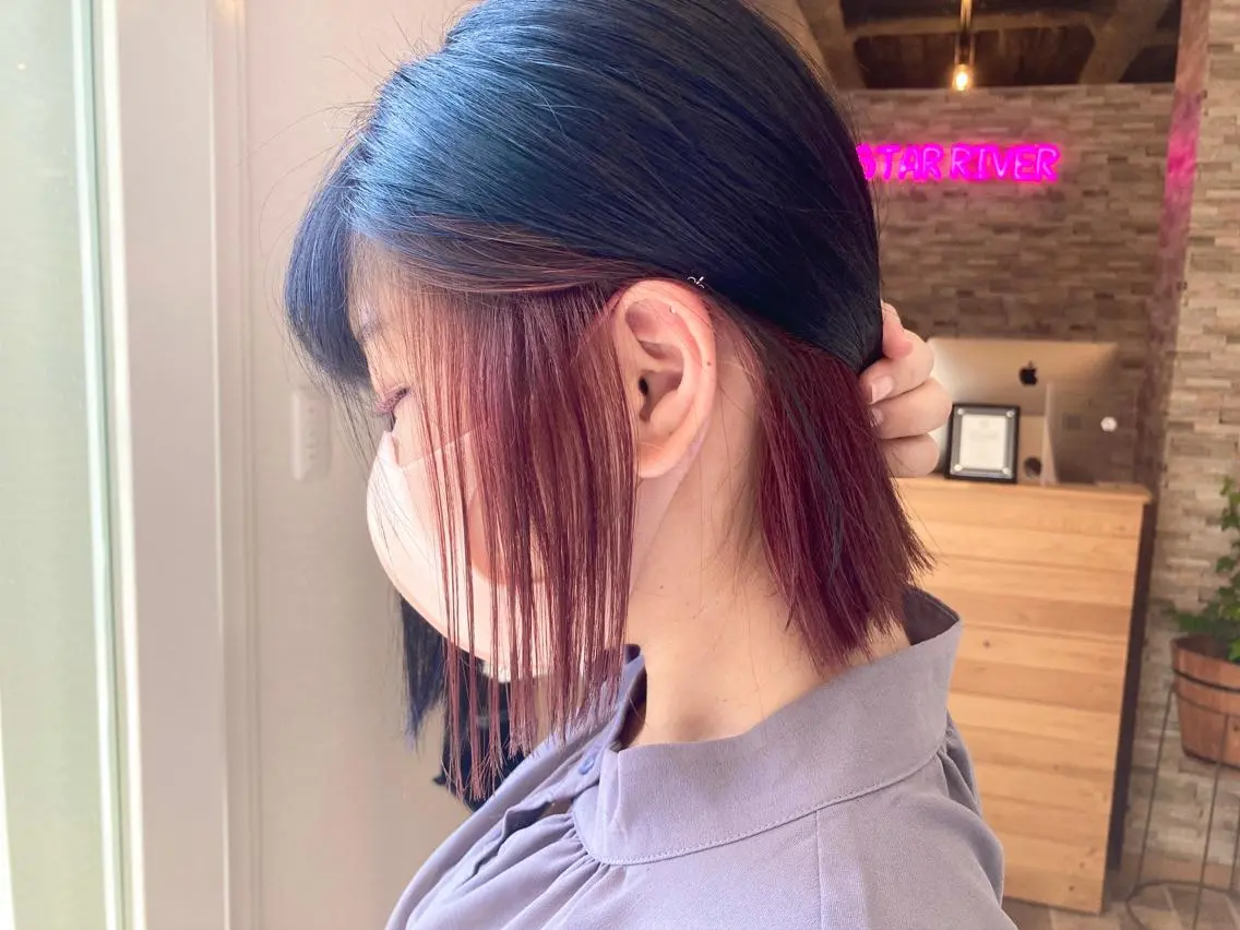 ミディアム カラー ヘアカラー&縮毛矯正 STAR☆RIVERのヘアスタイル