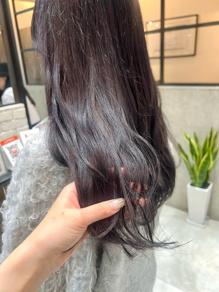 ロング カラー グレージュ ラベンダーカラー ラベンダーグレージュ ラベンダーグレー ヘアカラー トリートメント 🌿ニュアンス/髪質 改善🌿Fukudaのヘアスタイル