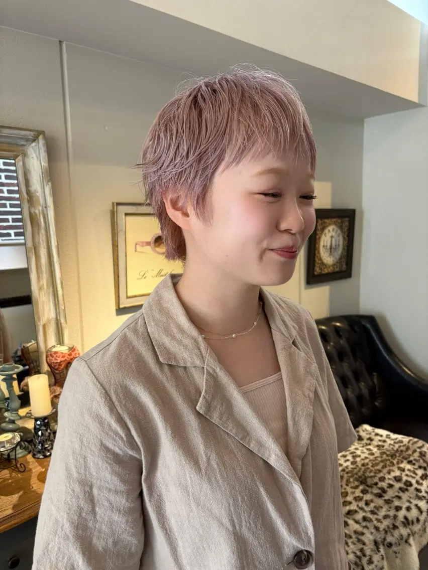 ショート カラー ブリーチ ヘアカラー ichika/福岡 /透明感カラー🤎のヘアスタイル
