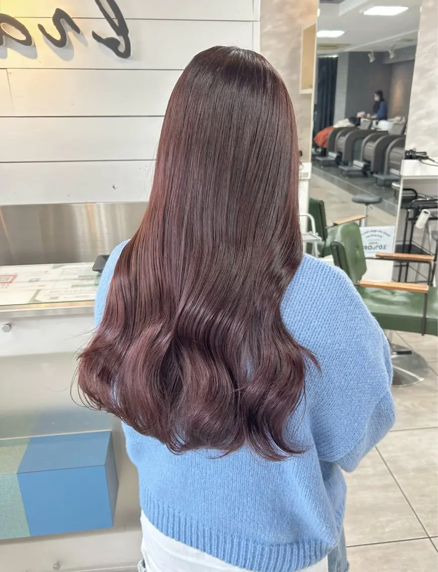 ロング パープルカラー カット ヘアカラー レイヤー/艶髪カラー 森本くるみのヘアスタイル