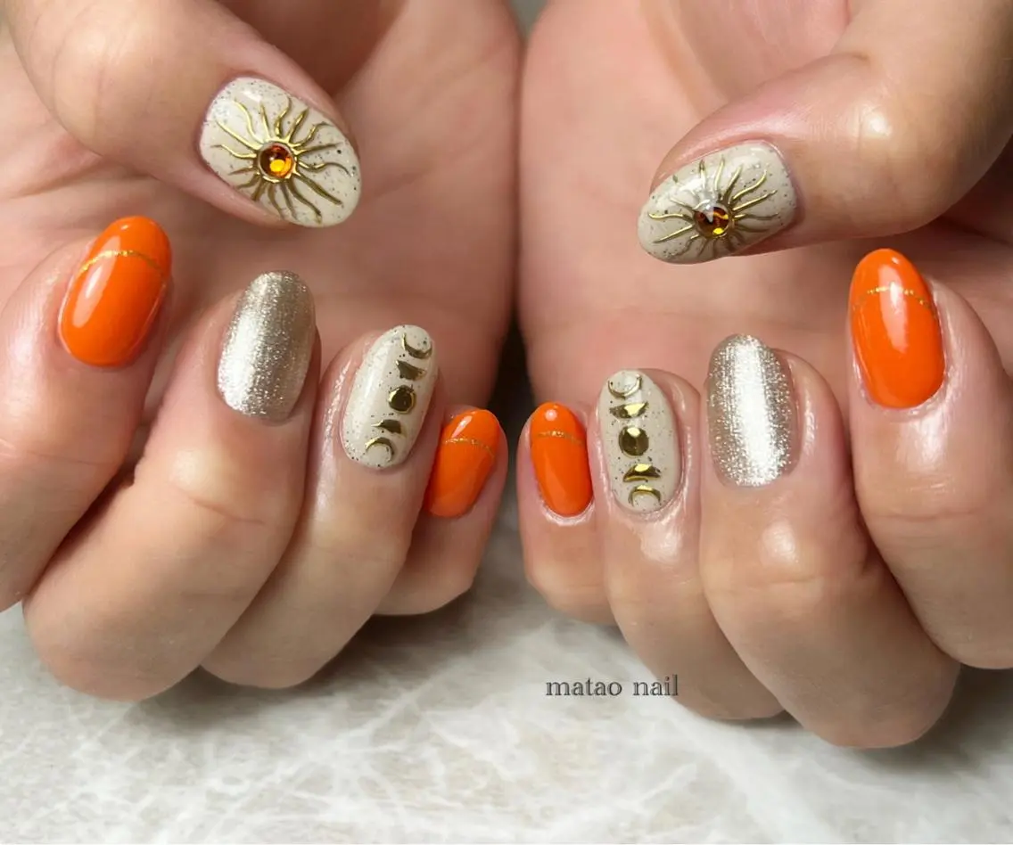 ネイル オレンジ ハンドネイル フットネイル matao nailの眉毛・アイブロウイメージ