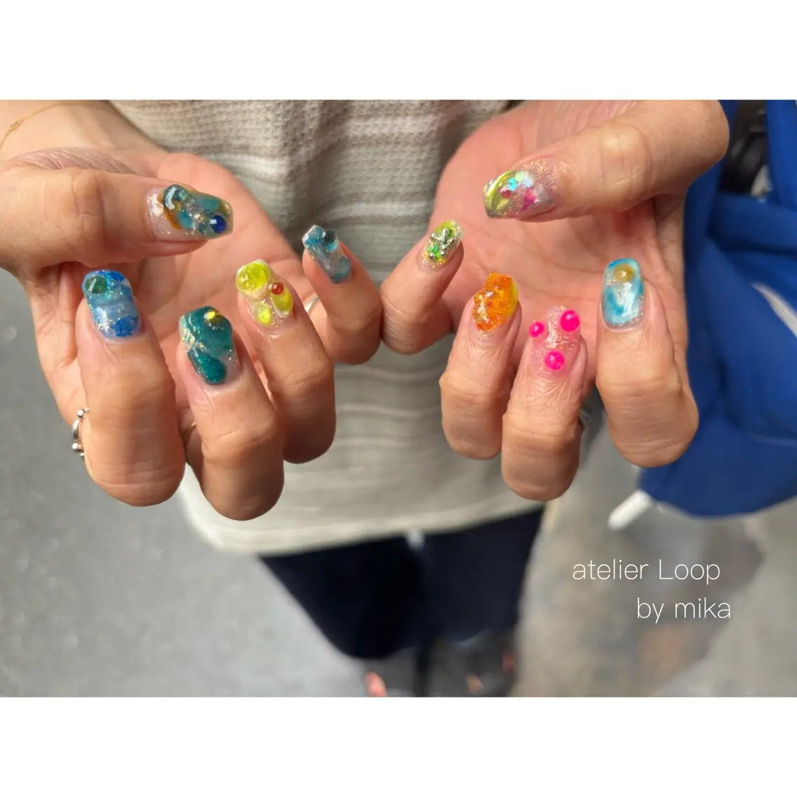 ネイル ニュアンスネイル 夏ネイル ハンドネイル atelier Loop♪MIKAのネイルデザイン