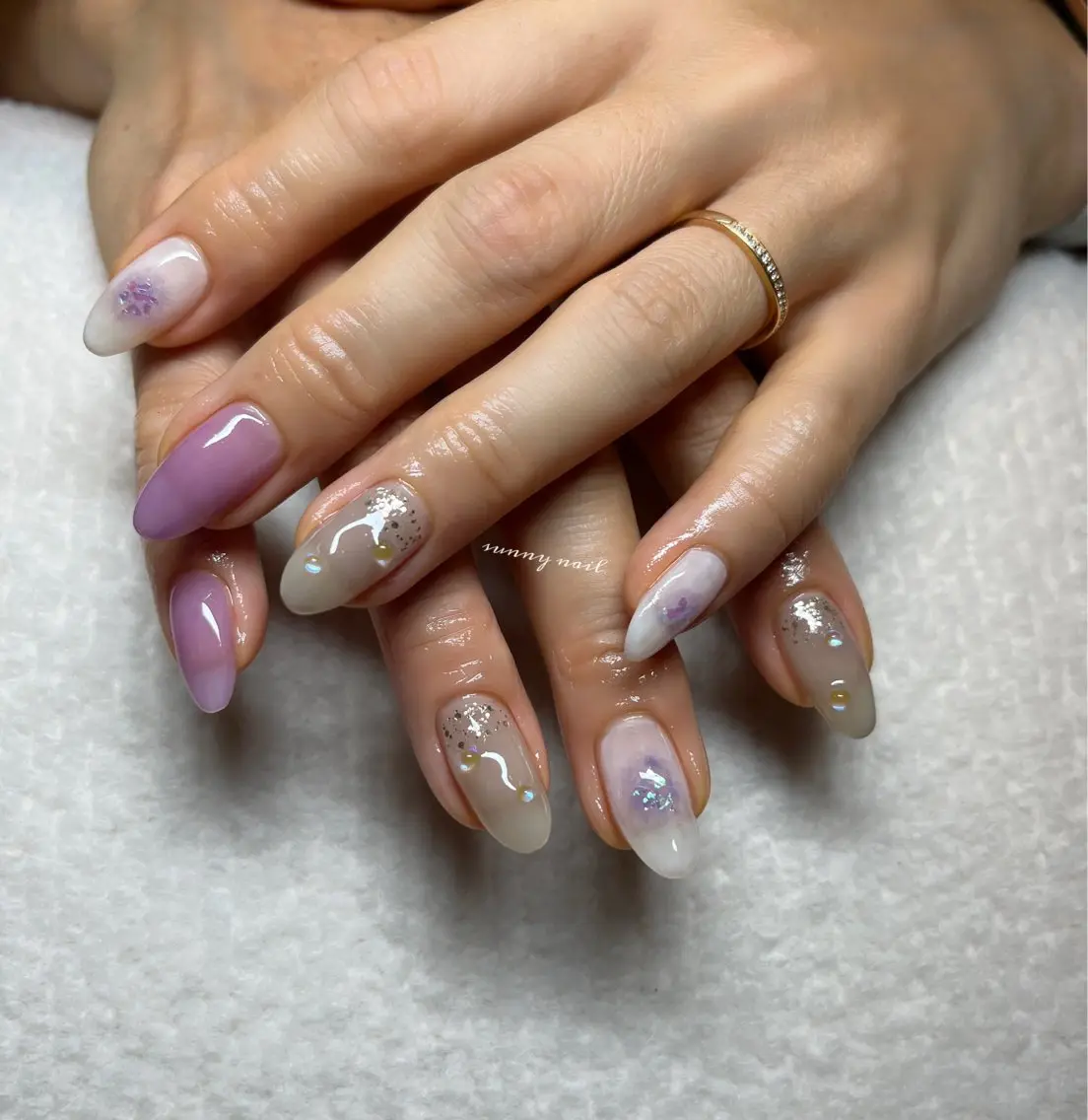 ネイル ジェルネイル パラジェル パープル sunny nailのネイルデザイン