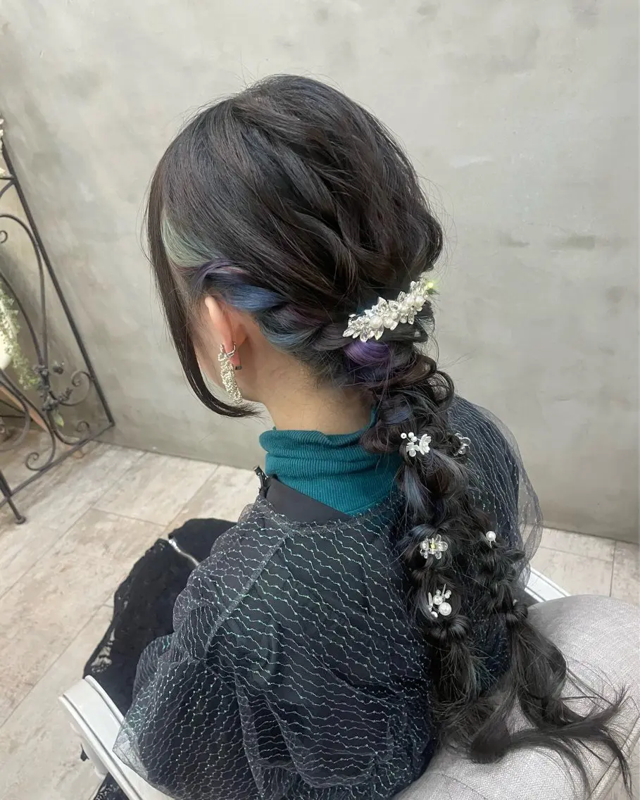 ロング ヘアアレンジ ヘアセット 【ピンク/韓国ヘア/ ヘアセット】亜海のヘアスタイル