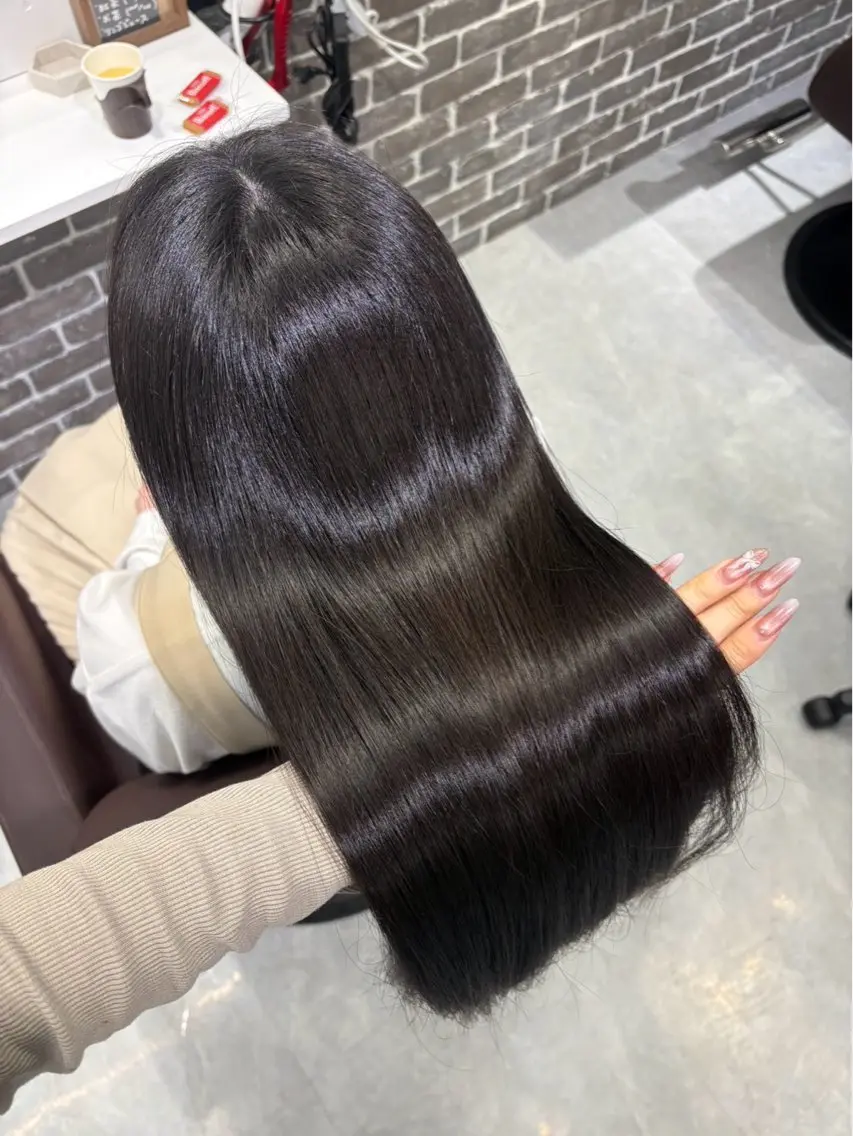 ロング カラー 黒髪 トリートメント ヘアカラー トリートメント 東 愛香のヘアスタイル