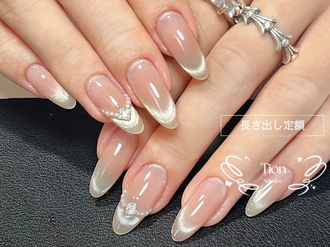 ネイル チークネイル 長さ出し フットネイル フレンチネイル ジェルネイル Nailsalon Tion　川崎店のネイルデザイン