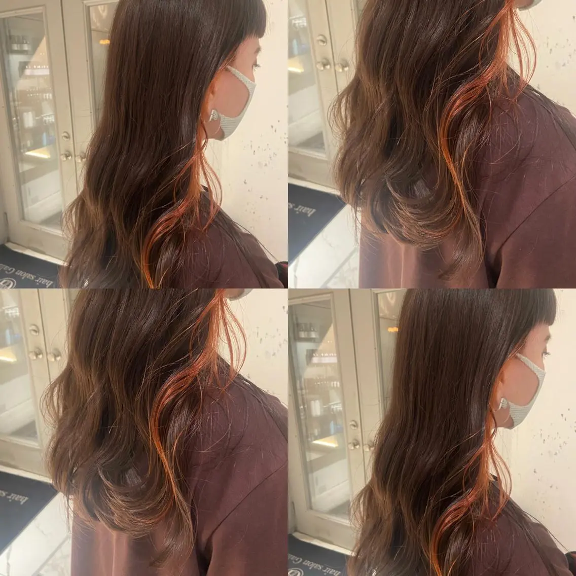 ロング カラー イヤリングカラー ハイトーンカラー インナーカラー オレンジ カジュアルを女っぽく 𝗮𝘆𝗮𝗰𝗼のヘアスタイル