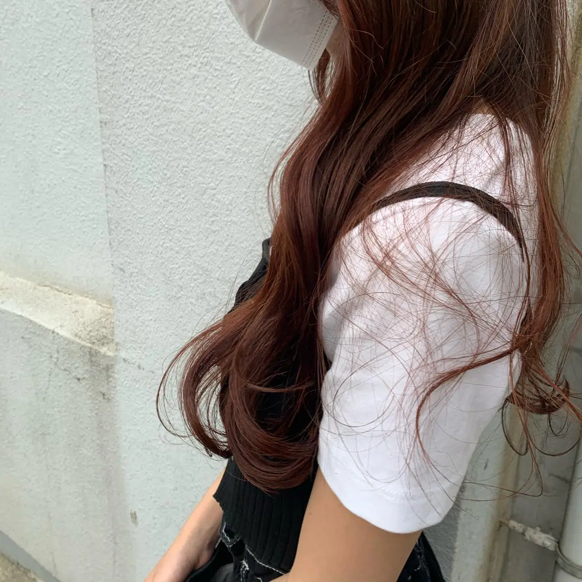 ロング カラー オレンジ 韓国🇰🇷髪質改善 Chisaki치사키のヘアスタイル