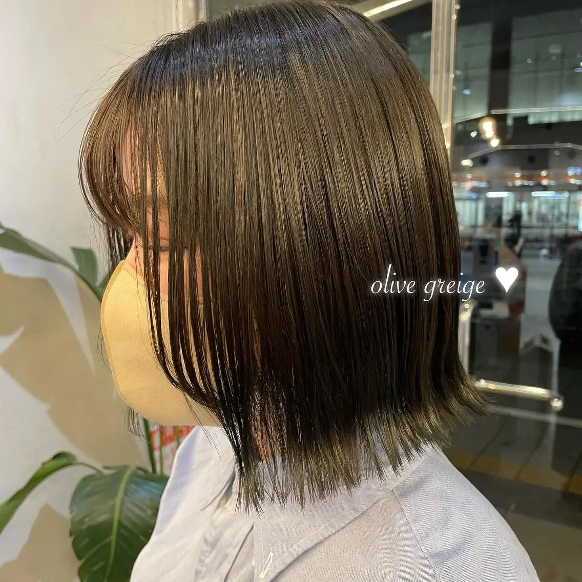 カラー ヘアアレンジ ブリーチ 透明感カラー グレージュ ブリーチなしカラー オリーブグレージュ 𝙢𝙞𝙮𝙪🎀 girly hairのヘアスタイル