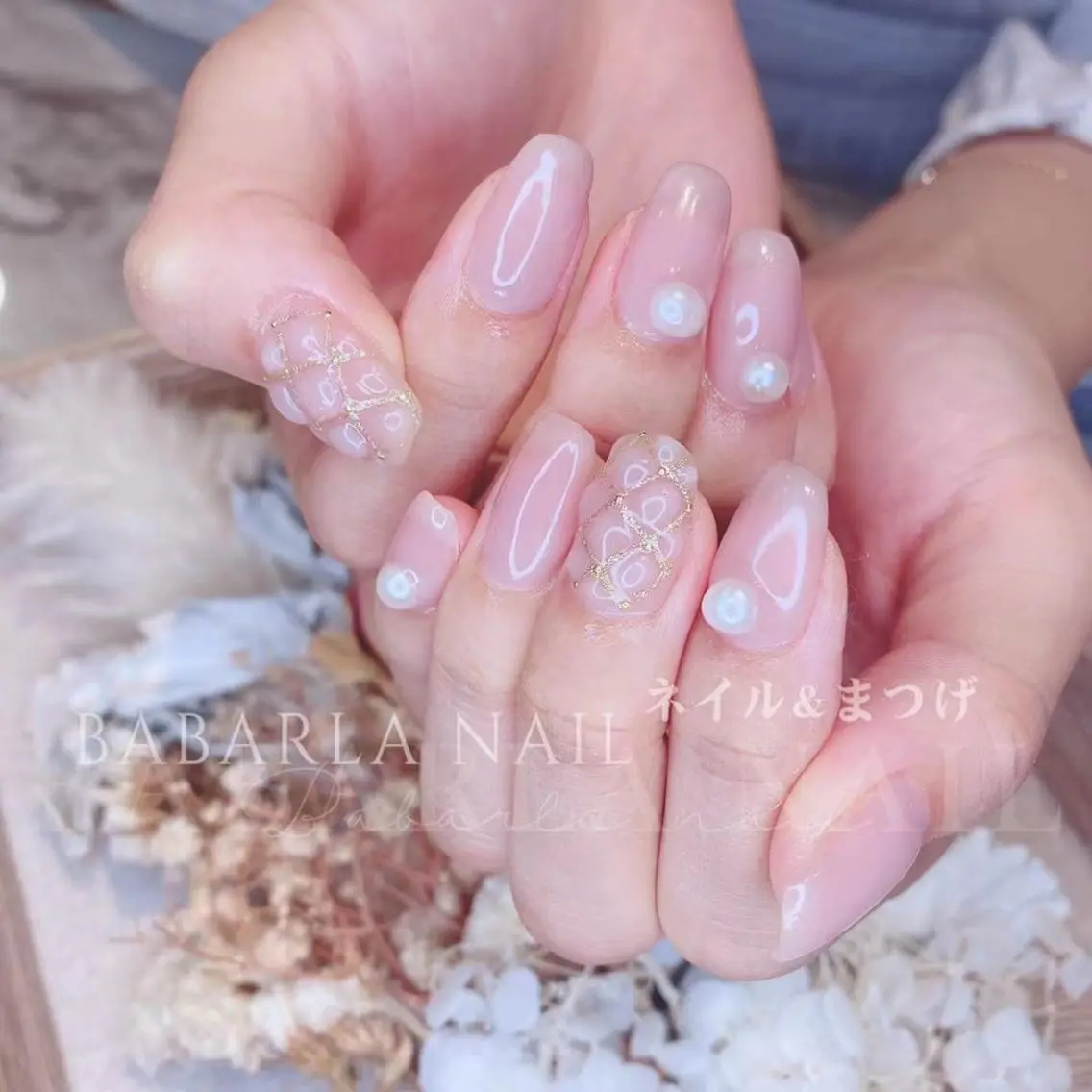 ネイル クリアネイル ピンク Babarla Nailのネイルデザイン