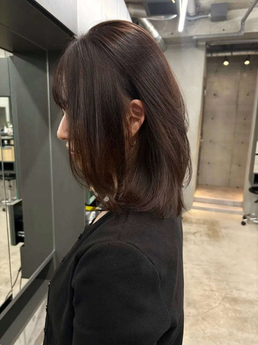 ミディアム カラー カット ヘアカラー トリートメント レイヤー/柔色 カラー/SAkiのヘアスタイル