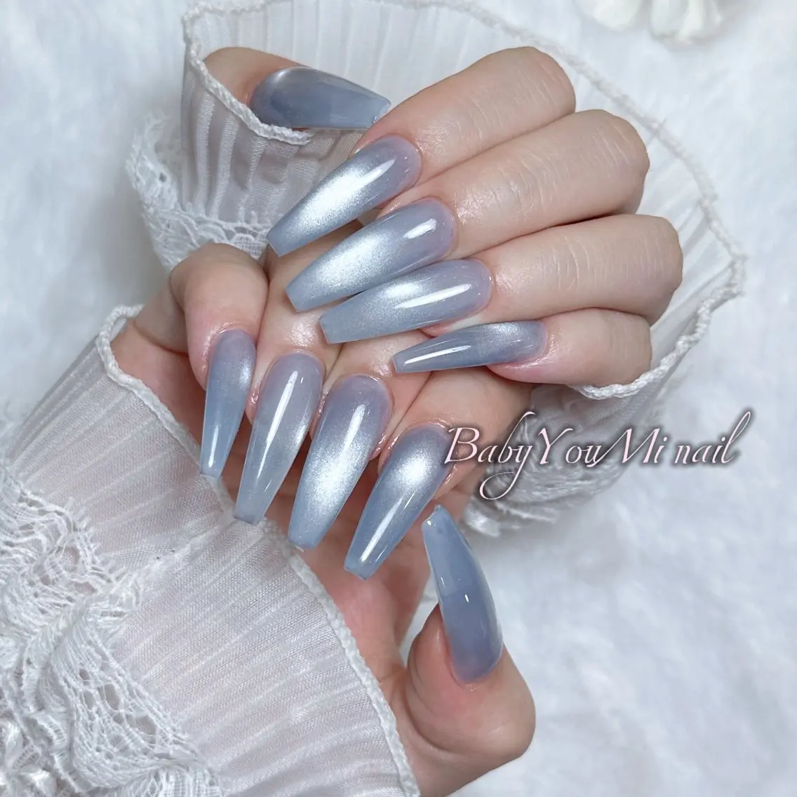 ネイル オーロラネイル チークネイル 成人式 フットネイル フレンチネイル ハンドネイル BabyYouMi nailのネイルデザイン