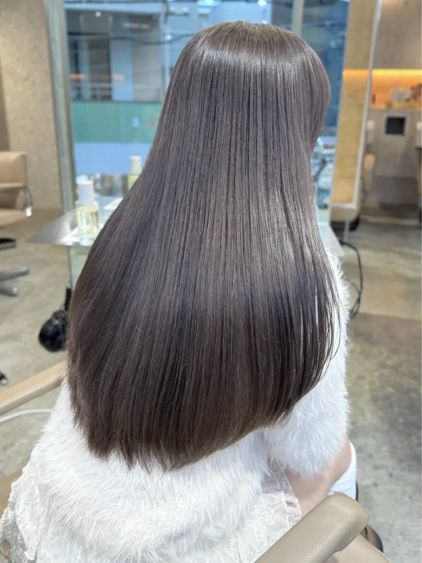 ロング カラー グレージュ ヘアカラー トリートメント 失敗しないハイトーン ✨ミルクティー/ミワのヘアスタイル