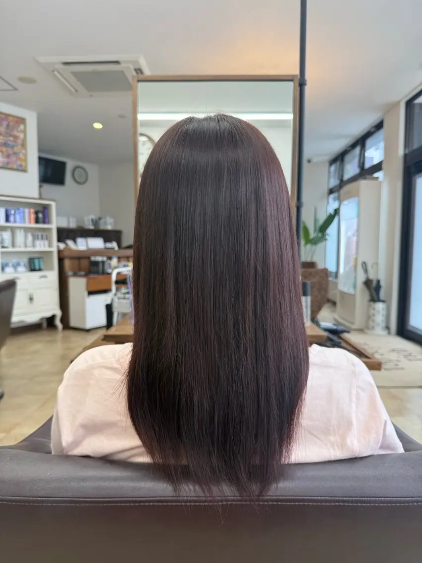ミディアム カラー ベージュカラー ブラウンカラー ピンクカラー ピンクベージュ ピンクブラウン ヘアカラー 上村華女 髪質改善カラーのヘアスタイル