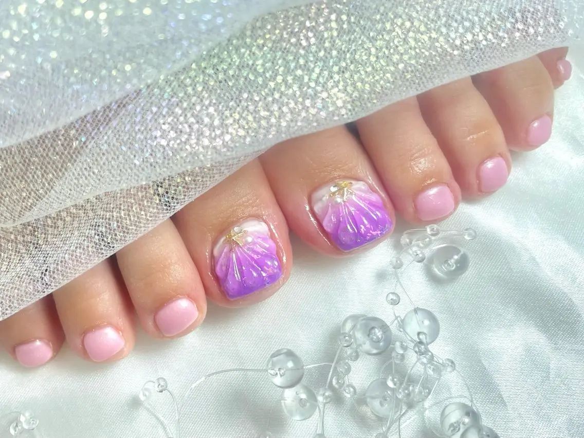 ネイル ジェルネイル パラジェル 夏ネイル フットネイル joie ange 雪菜のネイルデザイン