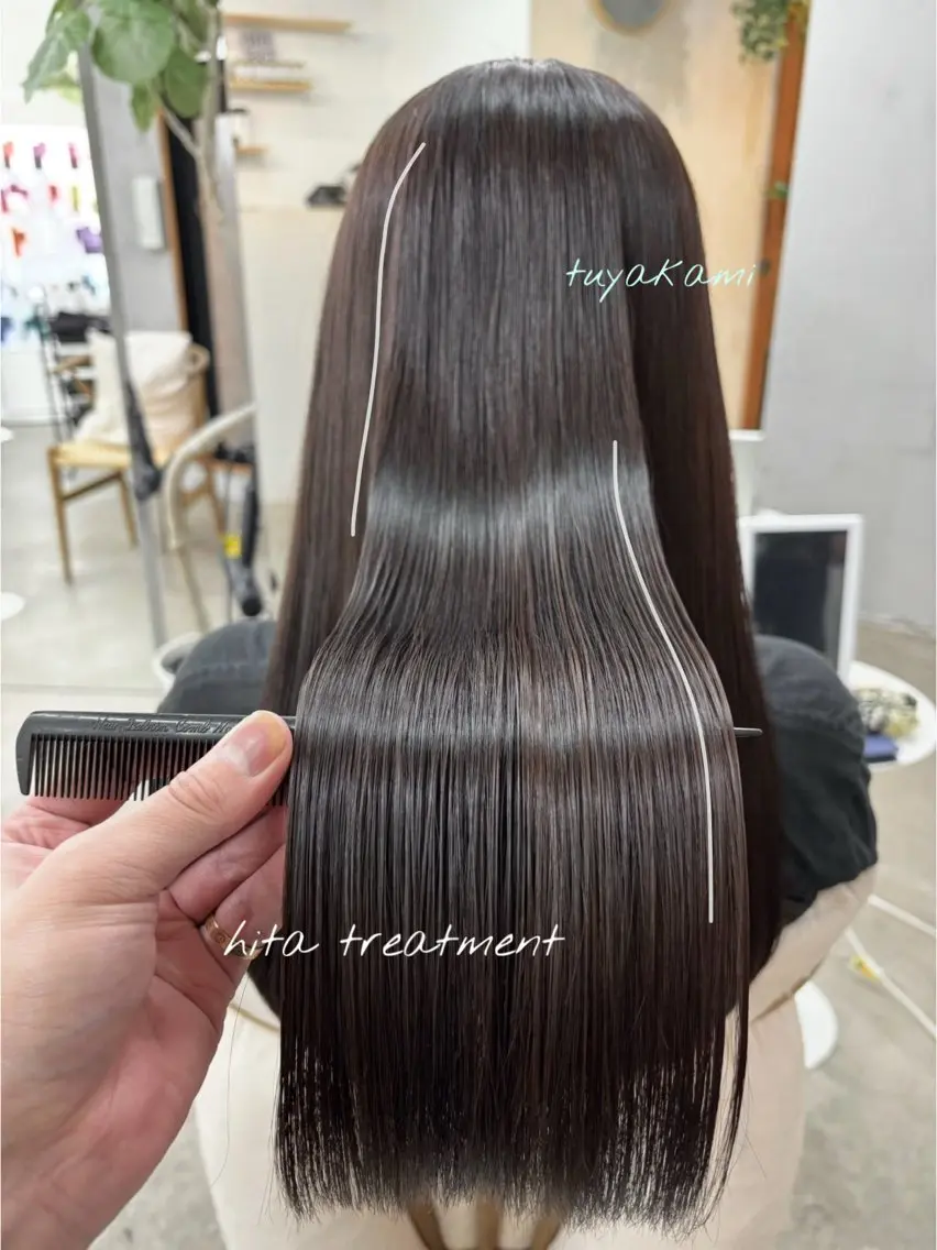 ロング ボブ ハイライト 髪質改善 韓国風ヘア ロング 河村 優花のヘアスタイル