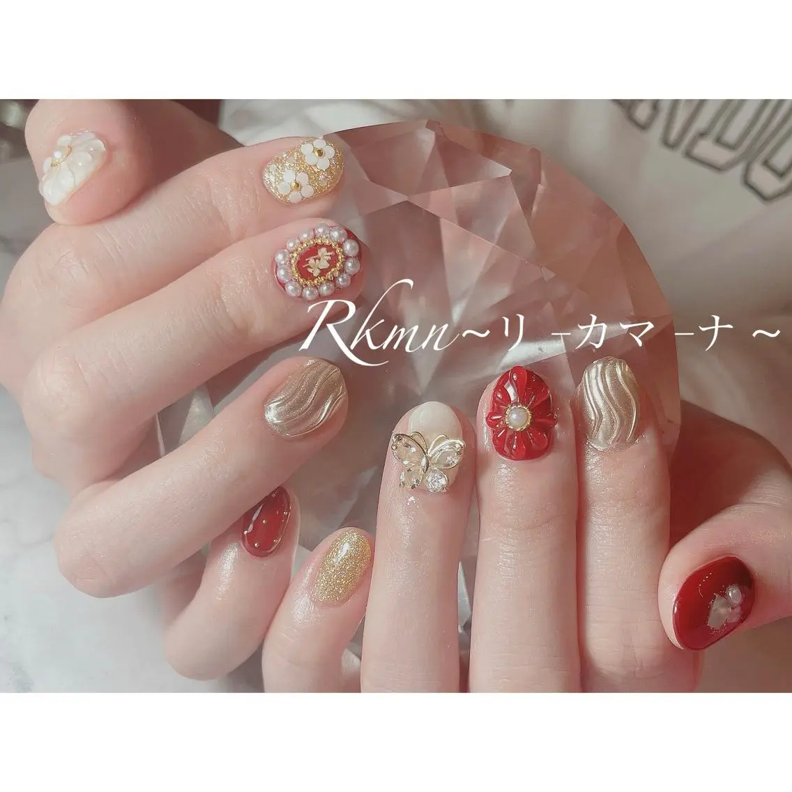 ネイル アートネイル フラワーネイル ラメ(グリッター) ミラーネイル ニュアンスネイル ハンドネイル フットネイル ハンドケア Rkmn ~リ-カマ-ナ~のネイルデザイン