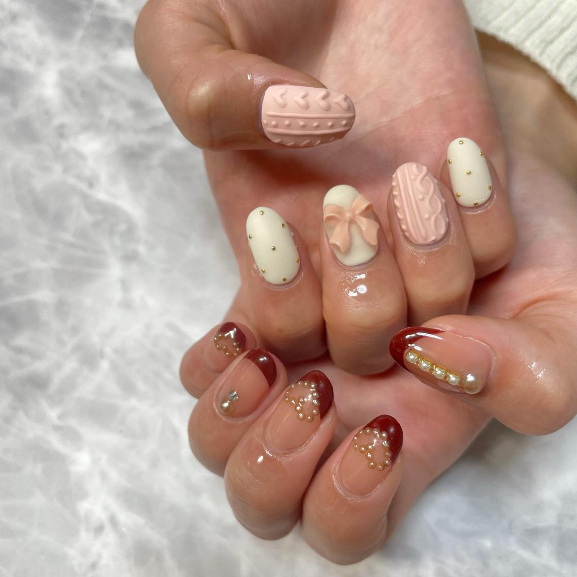 ネイル リボン ハンドネイル Nail Salon Aleumのネイルデザイン