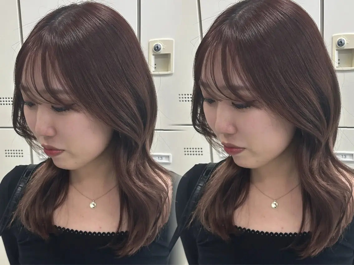 ロング ボブ 髪質改善 縮毛矯正 酸性ストレート ヘアカラー トリートメント ヘッドスパ 顔まわりレイヤー/諒 オリーブカラー/天神のヘアスタイル