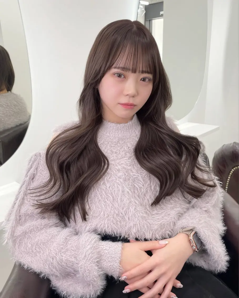 ロング カラー カット ヘアカラー トリートメント ヘアセット 新宿/韓国ヘア/ 髪質改善ストレートのヘアスタイル