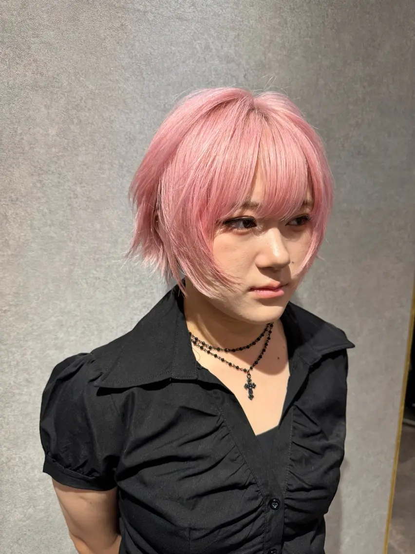 ショート カラー ハイトーンカラー ピンクカラー ショートヘア ウルフカット カット ヘアカラー トリートメント ハイトーン/レイヤー /ウルフ⭐️永田⭐️のヘアスタイル