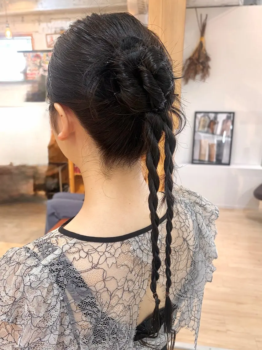 セミロング ヘアアレンジ 結婚式・ブライダル ヘアセット cana 札幌レイヤースタイルのヘアスタイル