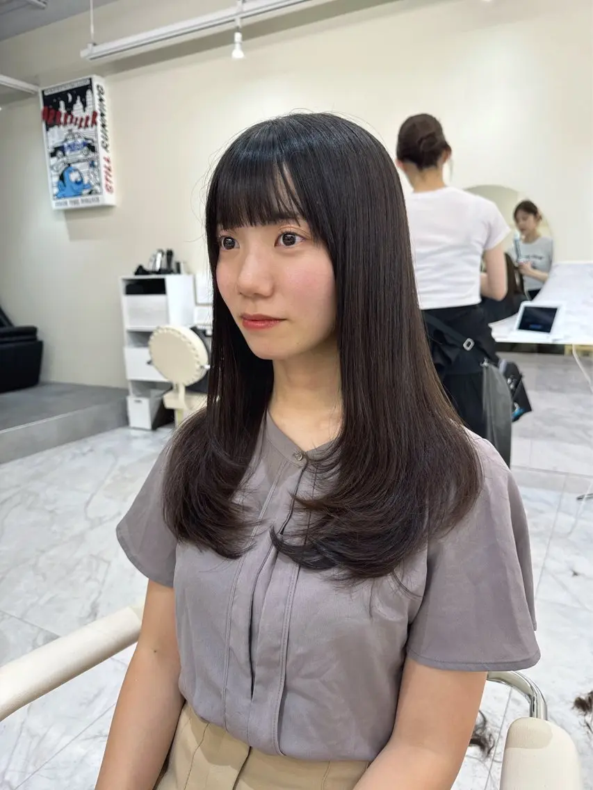 ミディアム カラー ヘアアレンジ 韓国風ヘア レイヤーカット ワンホンヘア カット ヘアカラー トリートメント 髪質改善特化 🫧松野力也のヘアスタイル